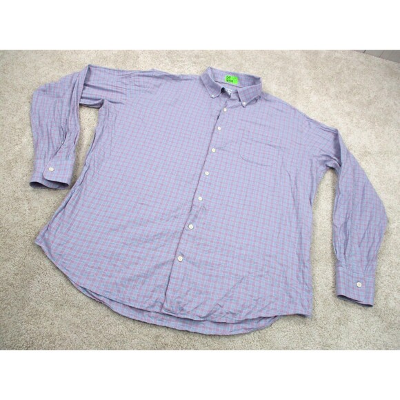 Peter Millar Shirt Adult Extra Large XL Pink Blue Check Cotton Button Up Mens * - Picture 2 of 11